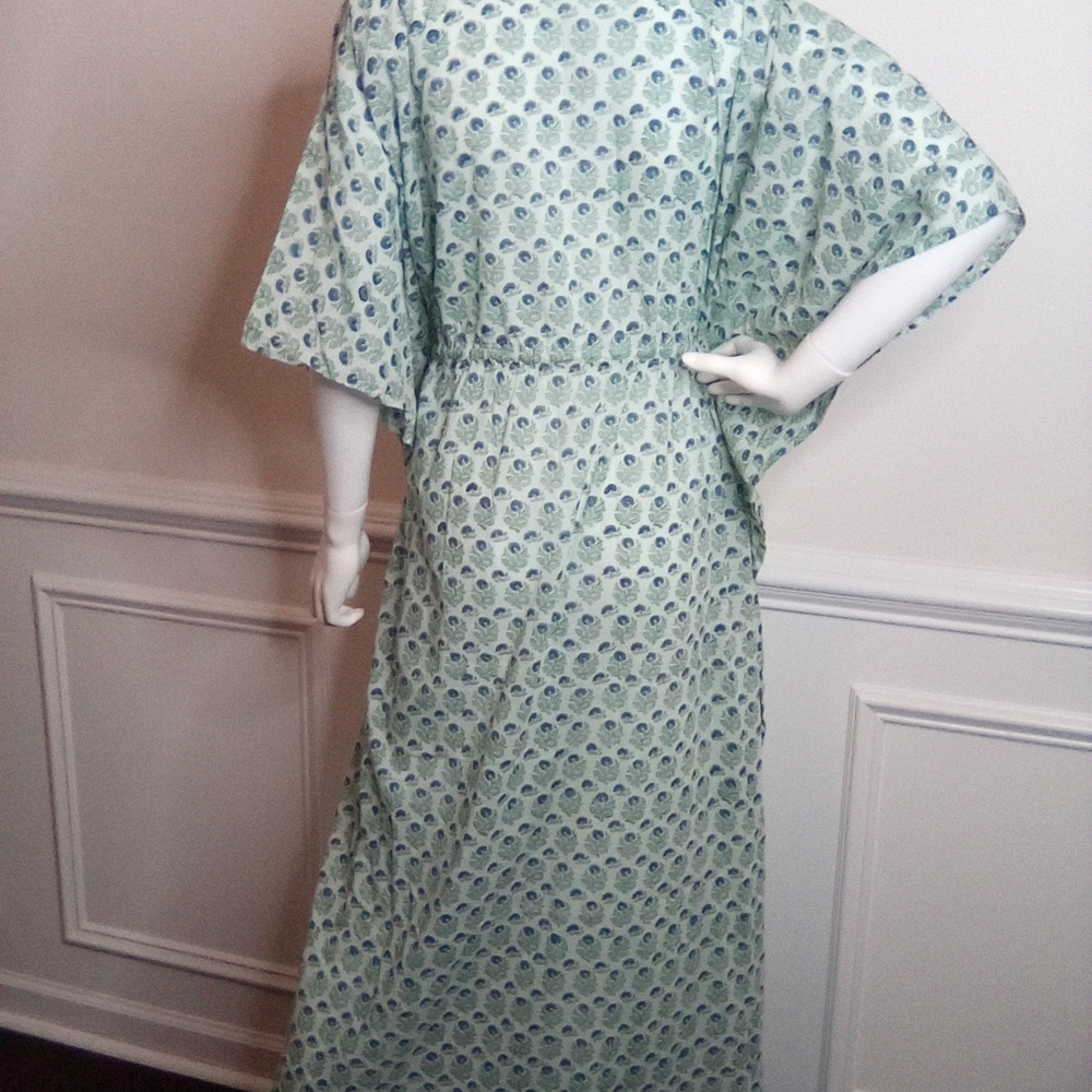 Women's Bellino Blue Floral Maxi Kaftan Dress, One Size - Picture 11 of 16